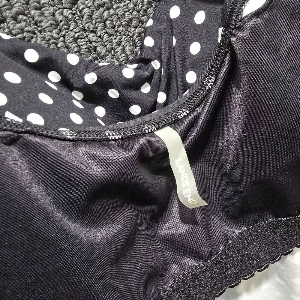 Lands End Tankini Swim Top 16W Black White Polka Dot Plus Modest Swimwear Racer - Picture 10 of 10